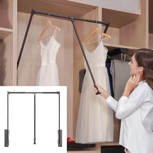 Tringle métallique de 65 à 120 cm élévatrice pour rangement armoire solide - 2