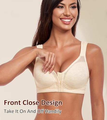 HACI Women's Front Closure Posture Bra Everyday Full Coverage Back Support Wireless Non Padded2
