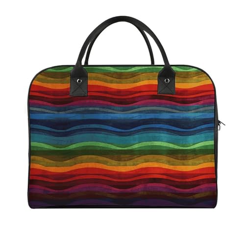 Bolso tote arcoíris con cierre y correa ajustable miniatura 1