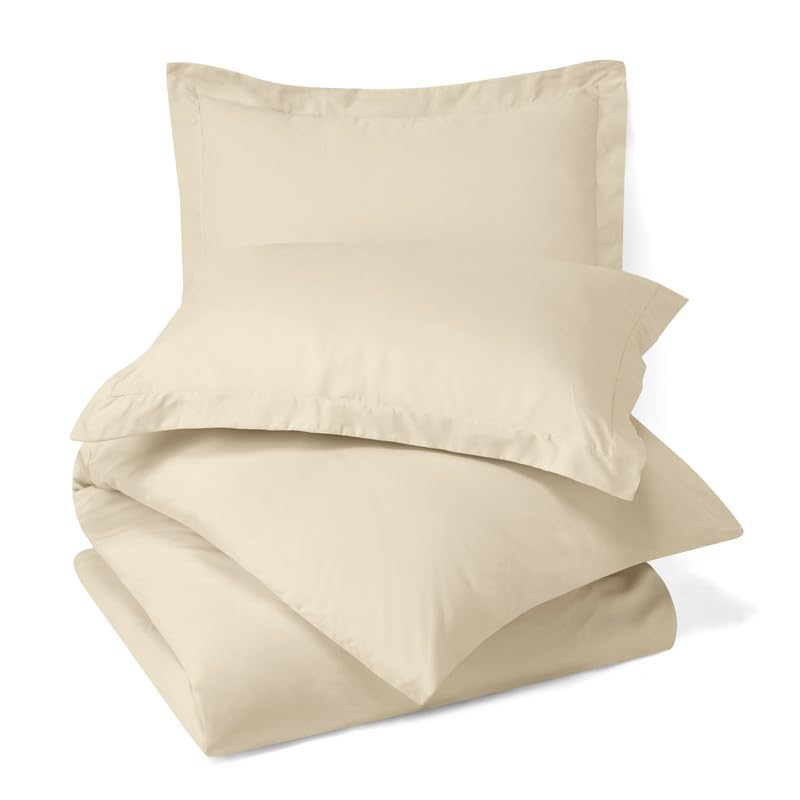 Image of BEVI - Home Premium Solid Plain Single Bedsheet with 1 Pillow Cover 300 TC Microfiber for Single Bed | Size (60 inch x 90 inch) Ivory