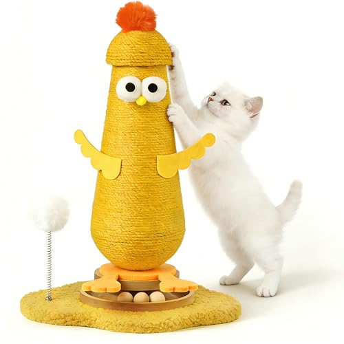 TEWIWAP Kitten Toys for Indoor Cats Scratching Post,Cat Toys Scratcher Post,Sisal Cat Scratch Posts for Kittens with Interactive Track Ball Spring Ball Toy