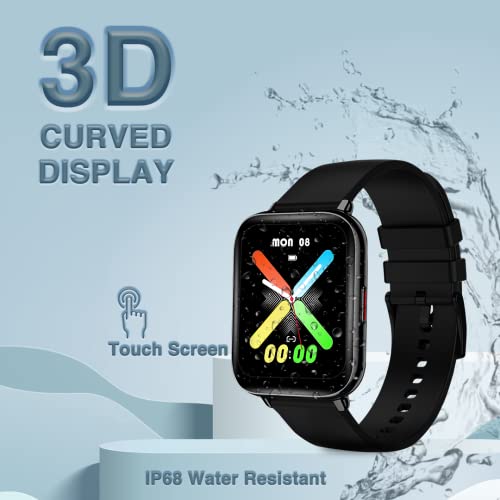 Image of MUSTARD CZAR Smart Watch with 1.81 inch Curved Display with 3D Dynamic dial, Bluetooth Calling, Water Proof IP68, 10 Built-in &100+ Sports Mode, 150+ Watch Faces, Dedicated Spo2 & Female Care (Black)