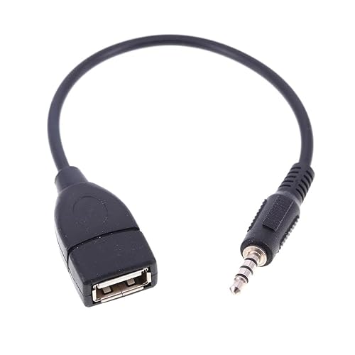 Adaptateur USB vers Auxiliaire, Adaptateur USB Femelle vers Jack 3,5mm Mâle Audio Stéréo Câble Convertisseur AUX pour Autoradio Lecteur CD DVD GPS MP3 Fonction Décodage Musique Voiture Compatible 20cm