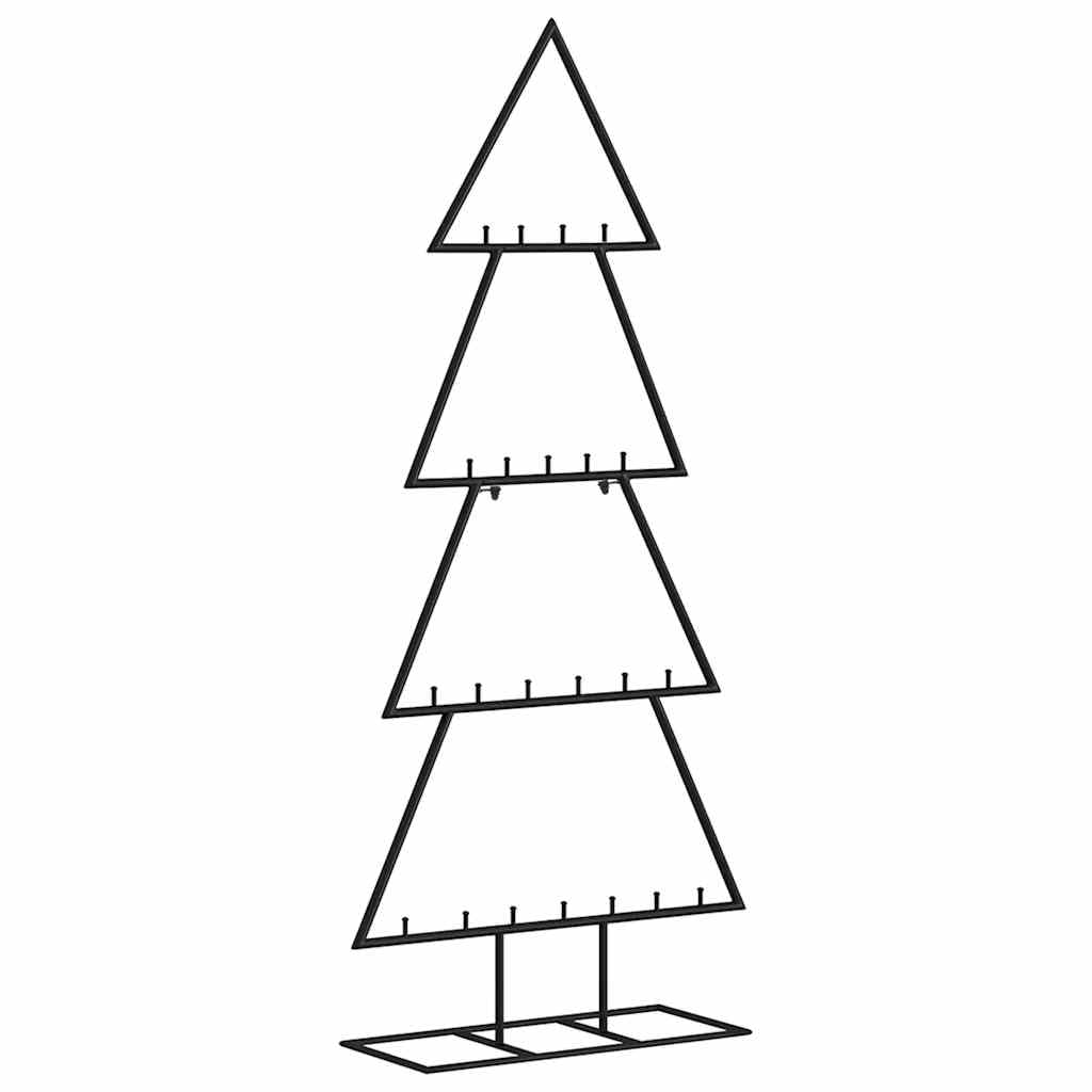 Albero di Natale in metallo, nero, 125 cm, con 22 ganci, in acciaio verniciato a polvere, pieghevole e salvaspazio, ideale per soggiorno, balcone, ufficio, decorazione natalizia per interni