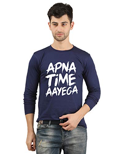 Image of Apna Time Aayega Printed Regular Fit Full Sleeves T-Shirts for Men