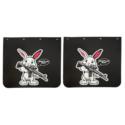 Pair Universal 24" x 24" Black Rubber Mud Flaps Polymer for Trailer Semi Truck Heavy Duty, Funny Rabbit Graphic