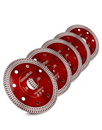 Image of Casaverde 5Pcs /Lot 4 inch Porcelain Diamond Blade,Tile Cutting Blade | Fast,Clean Cuts with Great Life & Speed,Mesh Thin Turbo Rim,for Cutting Ceramic or Porcelain Tiles