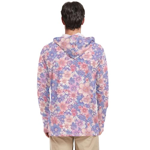 Beautiful Flowers Sun Shirts Hoodies for Men Long Sleeve Cooling Hoodies Fishing Shirt UPF 50+ S3