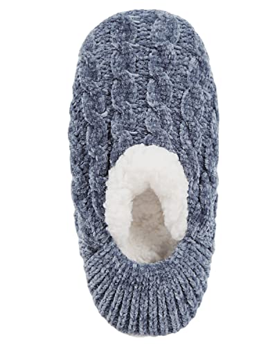 Memoi Classic Cable Knit Chenille Non-Skid Slipper Pink M-L #TOP3