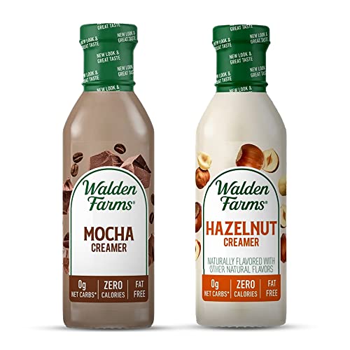 Walden Farms Mocha And Hazelnut Creamer 12 Oz Bottle, Fresh & Flavorful, Vegan, Paleo And Keto Friendly, Non-Dairy Milk Substitute, 0G Net Carbs - For Hot/Cold Coffee, Tea, Smoothies, Shakes And More #TOP12