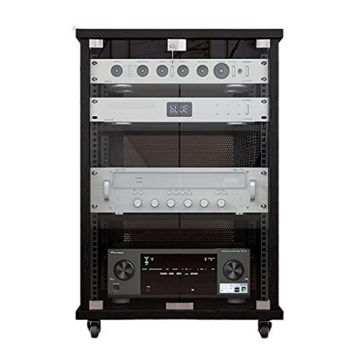 Image of Adjuble 2-4 Layer o Rack & Ma nd Cabinet - Black, Tempered s Doors, Cable ment, 56x60x86cm - Secure Sto for Home Entertainment System