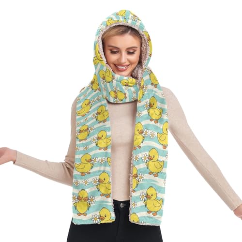 Bonnet écharpe 3 en 1 motif canards pour affronter le froid hivernal lors de vos promenades