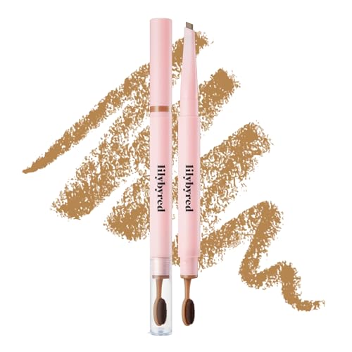 lilybyred Hard Flat Brow Pencil | Korean Flat-Tip Eyebrow Pencil, Wood-Like Auto Formula, Toothbrush-Style Blending Brush, Smudge-Proof, Sweat-Resistant, Natural Finish, 0.005 oz. (01 Light Brown)