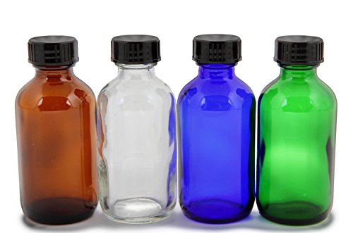 Vivaplex, 12, Assorted Colors, 1 Oz Glass Bottles, With Lids #TOP4
