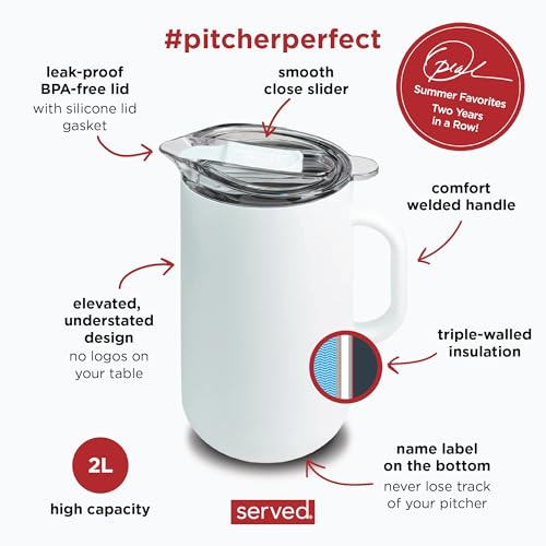Served Premium Insulated Pitcher (2L/66oz) - Double Walled, Copper Lined Stainless Steel Pitcher with Lid - Vacuum Insulated Carafe for Hot Coffee, Tea, Iced Drinks, Water, Cocktails, and More by served - Image 6