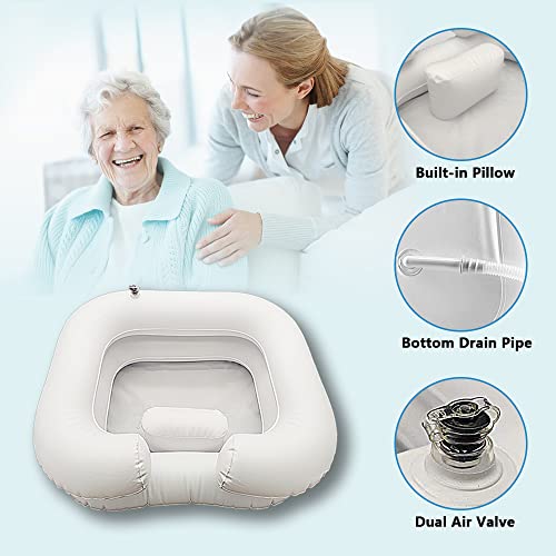 Portable Shampoo Bowl For Elderly, Disabled, Pregnant, Injured, Bedridden, Handicapped, Hair Washing Tray For Sink At Home With Drain Tube, Inflatable Shampoo Basin For Bedside, Shampoo Tub For Locs #TOP1