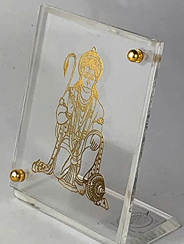 shree kreations Gold Plated Hanuman Ji Photo Frame for Car Dashboard Lord Hanuman Photo Frame Small Hindu God Hanuman Car Decor