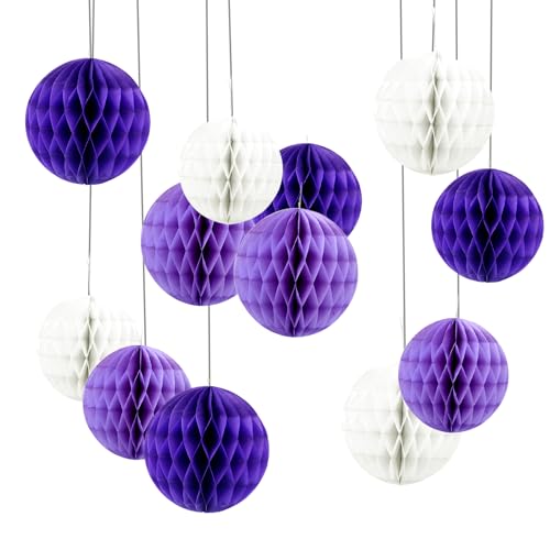 12pcs Paper Honeycomb Balls, Party Decoration Hanging Tissue Paper Pom Poms, Suitable for Party, Wedding Room, Birthday Decoration