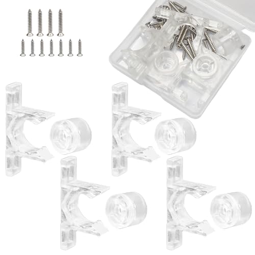 Kyuionty 4 Pairs False Cabinet Front Clips Clear False Drawer Clips Sink Tip Out Snap with Screws Universal False Front Fasteners for Hardware Replacements