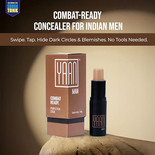 Image of Yaan Man Natural Concealer for Men (Medium Shade), 4.4g | Erase Dark Circles, Scars, Pigmentation| Perfection Stick For Perfect Skin, Medium Coverage | With Shea Butter and Vitamin E