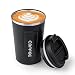 Produktbild Kaffeebecher to go Thermobecher, Edelstahl mit auslaufsicher Deckel, Travel Mug 12.85oz/380ml für heißes und kaltes Wasser, Isolierbecher coffee Cup schraubdeckel Mutter Vater Geschenke(Schwarz)