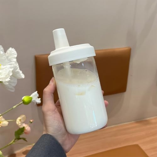 Gobelet en polycarbonate de qualité alimentaire avec paille fixe et couvercle hermétique pour l'hydratation pendant le travail, l'école ou les voyages Blanc 500 ml