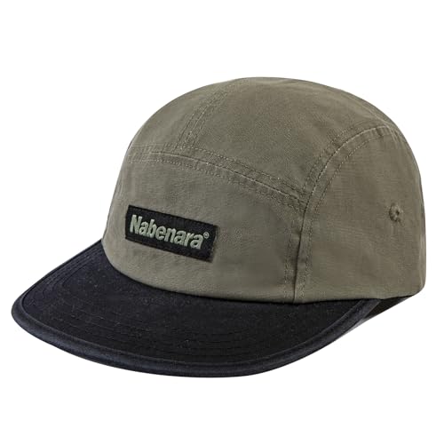 CLAPE 5 Panel Baseball Cap Atmungsaktiv Baumwolle Baseballkappe Verstellbar Schildkappen Herren Sommer UV Schutz Kappe Flat Brim Camp Cap ArmyGreen HNZD2