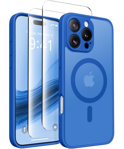 Coque iPhone 16 Pro bleu Klein haut de gamme design mat CAPRARO