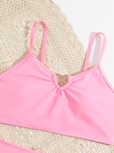 Milumia Girl's 2 Piece Bikini Sets Ring Linked Spaghetti Strap Swimsuit Bathing Suit3