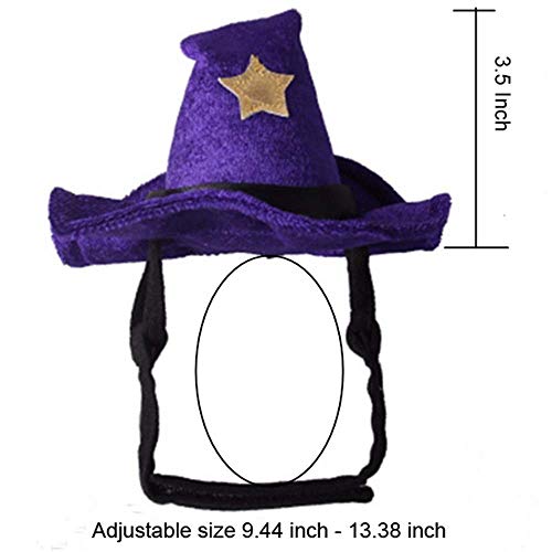 Aniac pet halloween costume adjustable magic witch hat with bell star decor for cats and small dogs purple 3 Aniac pet halloween costume adjustable magic witch hat with bell star decor for cats and small dogs purple - image 4