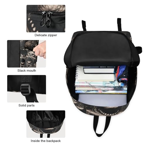 Backpack Lunch Box Set Large Capacity Travel Backpacks and Insulated Lunch Bag for Commute Hiking Picnic Zombies Faces Print3