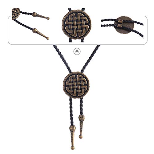 Image of GelConnie Bolo Ties for Men Women Western Cowboy Tie Mens Western Necklace Leather Necktie Gold Bolero Tie Cowboy Necklace
