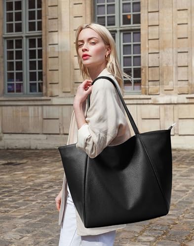 KALIDI Handtasche Damen Shopper Tasche Tote Bag PU Leder Große Schultertasche mit Reißverschluss für Arbeit,Einkauf，Schule