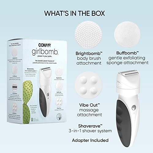 Conair Girlbomb Shaver For Women And Body Buffer, Wet/Dry, Lithium Ion Rechargeable #TOP1