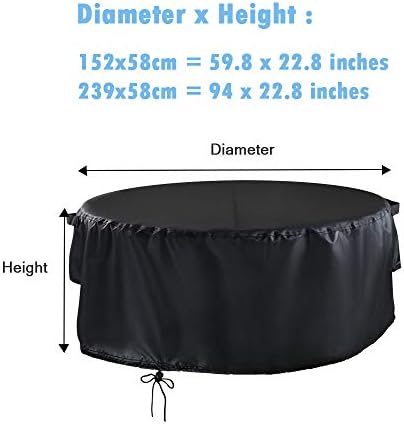 Flymer Round Garden Table Cover Outdoor Patio Furniture Covers Waterproof for Outside Hot Tub, Black(Φ239*58 cm)