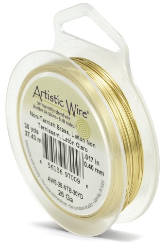 Artistic Wire Beadalon Alambre para Manualidades (Calibre 26, 27,4 m, no se deslustra), Color Dorado