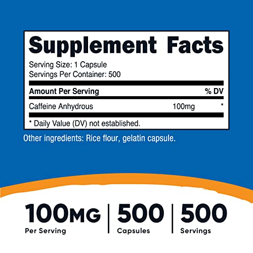Nutricost Caffeine Pills 100Mg, 500 Capsules #TOP21