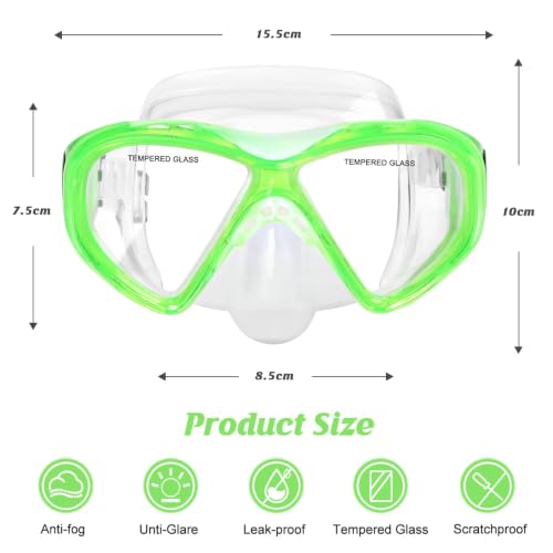 Image of Kids Swim Goggles Snorkel Diving Mask for Boys Girls Ages 5-15, Anti-Fog Swimming Goggles with Nose Cover