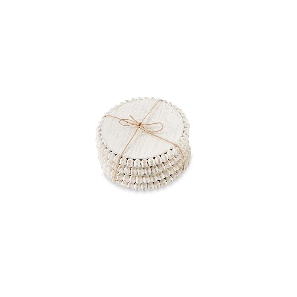 Mud Pie White Beaded Coaster Sets