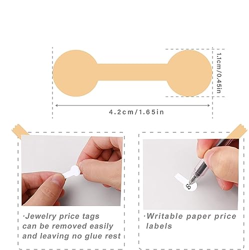 1000PCS Price Stickers for Small Business Jewelry Price Tags Self Adhesive White Blank Jewelry Price Label Roll for Clothing Ring Necklace Earring Price Identify Rectangle Label - Thumbnail 2