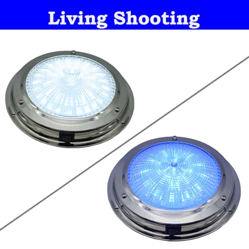 SMIXCTEK Marine Boat Dome Light, Dual Color 5.5" 12V LED Interior Cabin Lights with Toggle Switch, Stainless Steel Surface Mount (White|Blue) by SMIXCTEK - Image 6