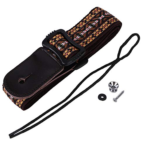 Ukulele Strap Hawaiian Ethnic Style Guitar Strap Adjustable Shoulder Strap 70?120cm for Adults Children Gifts(19 * 5 * 4cm-Yellow) Ukri accessoriesUkulele accessories
