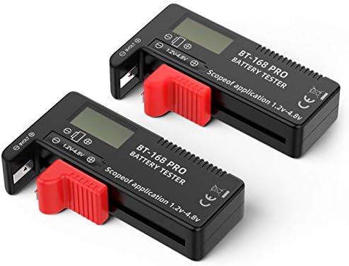 2 Pieces Digital LCD Universal Battery Tester (Model: BT - 168 PRO), Battery Tester Volt Checker for AA AAA C D 9V 3.7V 1.5V Button Cell