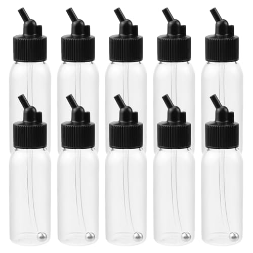 T Tulead Plastic Jar Bottles Airbrush Paint Bottles 30ML Dual-Action Siphon Suction Feed Airbrush Accessories Pack of 10