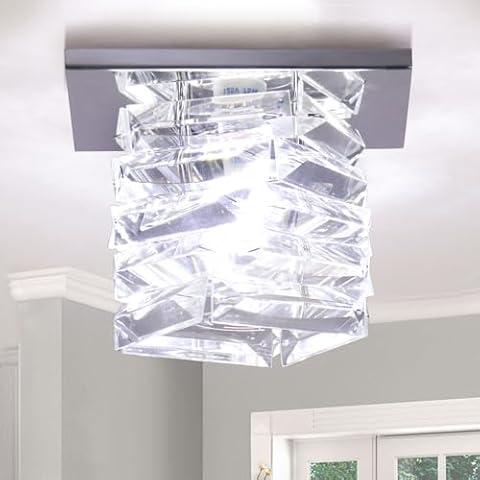Cainjiazh Modern Crystal Chandeliers Crystal Pendant Light Flush Mount Ceiling Light Chandelier for Kitchen Island, Chandelier Lights Fixture Cool White Cover