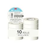 3M Temflex Multi-Purpose Vinyl Electrical Tape 165, White, 3/4 in x 60 ft (19 mm x 18 m), 10 Roll Pack