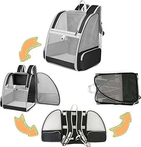 Hunderucksack bis 10kg, Tragbare und Faltbare Katzenrucksack, Atmungsaktive und Leichte Hunderucksack, Haustier Reiserucksack, Geeignet für Katzen und Hunde und Andere Kleine Haustiere