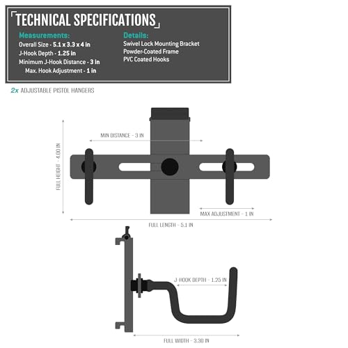 Savior Equipment WRS-ACC-DBHK-2P-BK Wall Rack System Heavy-Duty Steel Tactical Dual J-Hooks thumb #6