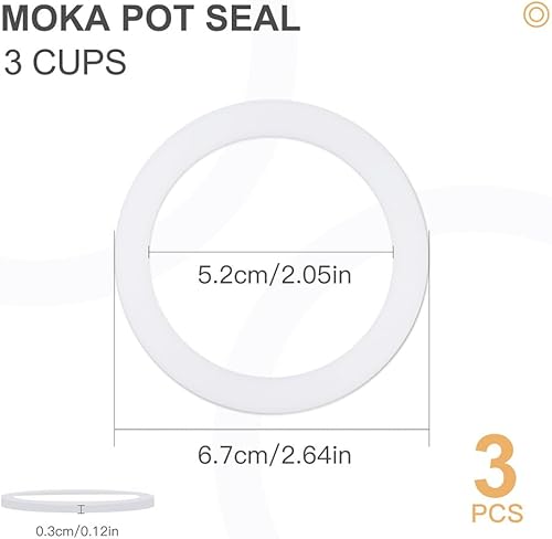 Miniatura 2 de 1 filtro y 3 sellos de silicona de repuesto para cafetera de aluminio Moka Pot y estufa Espresso (3 tazas)