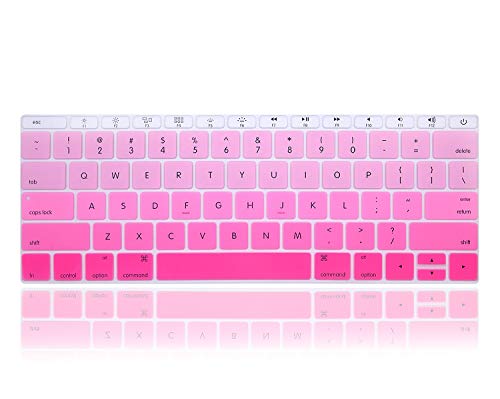 Coque de protection silicone MacBook Pro 13 et MacBook 12 layout USA dégradé rose